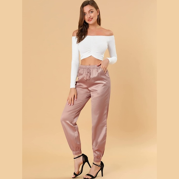 ❄️ 3/$25 ✨HOST PICK✨🆕Pretty Pink Satin Joggers - New with Tags! - Picture 4 of 13